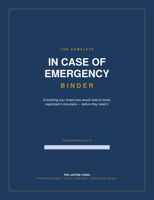 The Complete In Case of Emergency Binder — cover